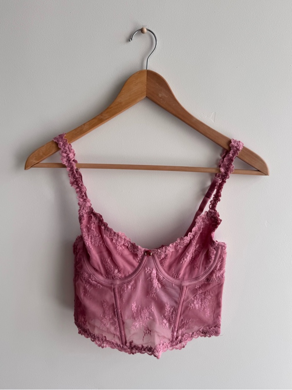 Rose Pink Lace Bustier Crop Top